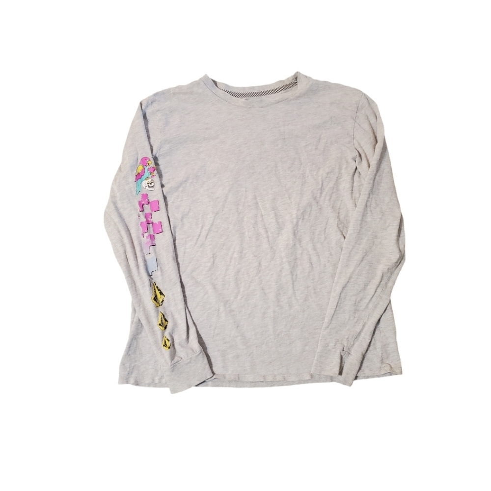 Volcom Women's‎ Gray Retro Paradise Palms Parrot Long Sleeve T-shirt XL
